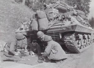 Member 29th Div. taking a card playing break